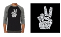 LA Pop Art Peace Fingers Men's Raglan Word Art T-shirt